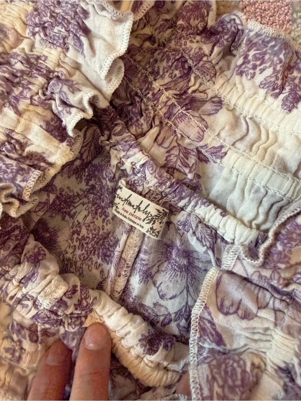 Free People Lavender Floral Smocked Skirt